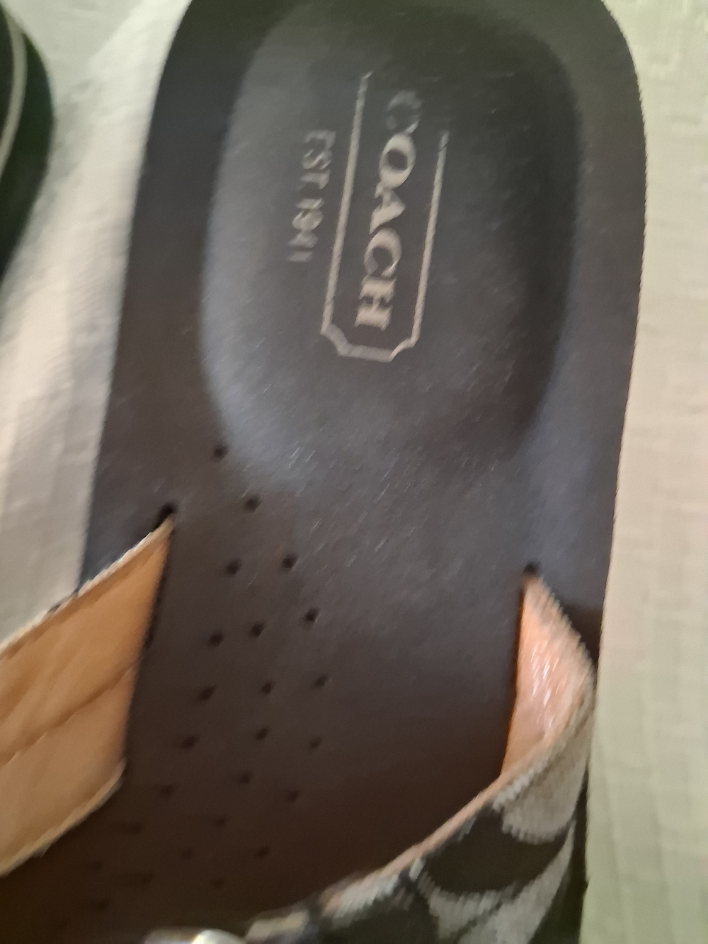 Coach Black and Tan Signature Logo Thong Sandals - Picture 5 of 6